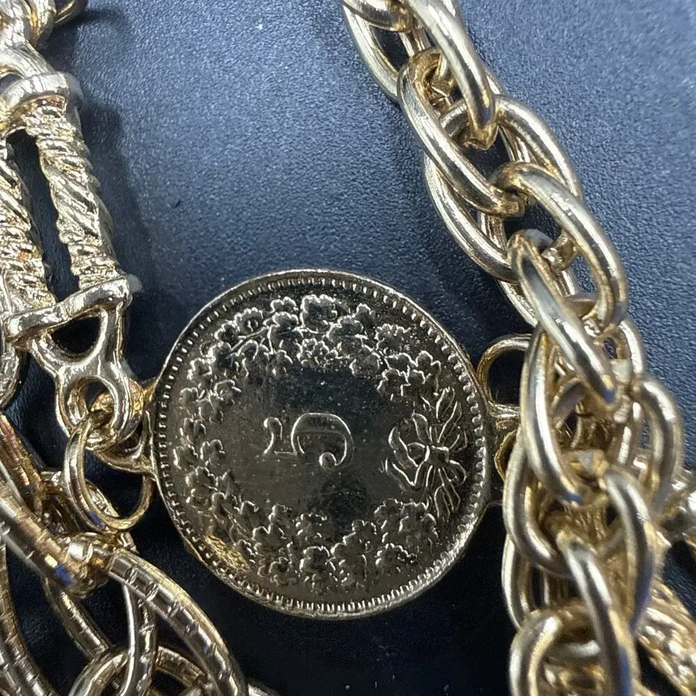 Vintage Gold Tone Chain Necklace Coin Medallions